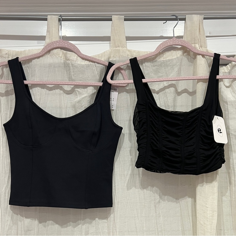 NWT black crop top pair size small